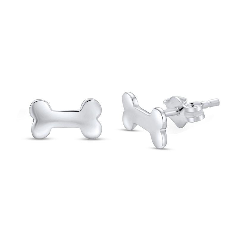 Main Image 1 of Dog Bone Stud Earrings in Sterling Silver