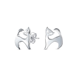 Cat Stud Earrings in Sterling Silver