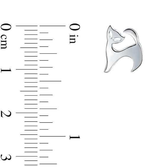 Cat Stud Earrings in Sterling Silver