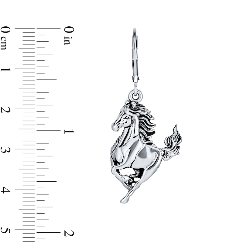 Main Image 2 of Oxidized Horse Drop Earrings in Sterling Silver