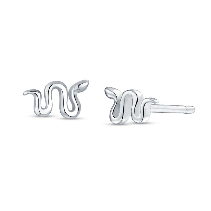 Main Image 1 of Snake Stud Earrings in Sterling Silver