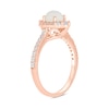 Thumbnail Image 2 of 6.0mm Opal, White Lab-Created Sapphire, and 1/4 CT. T.W. Diamond Frame Pavé Engagement Ring in 10K Rose Gold
