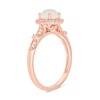 Thumbnail Image 2 of 6.0mm Opal and 1/5 CT. T.W. Diamond Cushion Frame Flower Leaf Shank Vintage-Style Engagement Ring in 10K Rose Gold