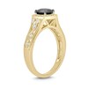 Thumbnail Image 2 of 6.0mm Black Sapphire and 1/5 CT. T.W. Diamond Frame Twist Shank Vintage-Style Engagement Ring in 10K Gold