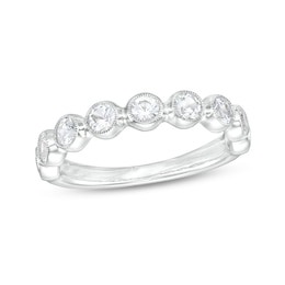 3.0mm White Lab-Created Sapphire Vintage-Style Stackable Band in 10K White Gold