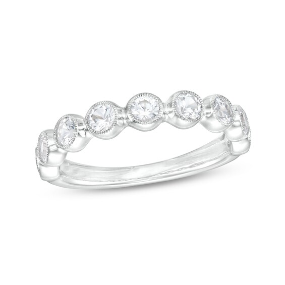 3.0mm White Lab-Created Sapphire Vintage-Style Stackable Band in 10K White Gold