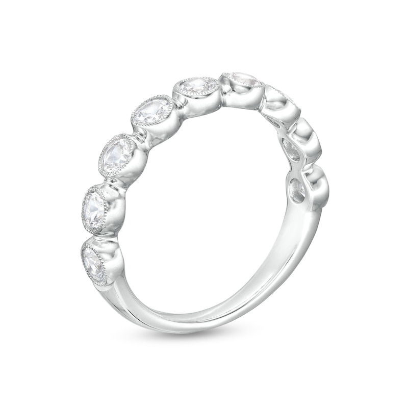 Main Image 3 of 3.0mm White Lab-Created Sapphire Vintage-Style Stackable Band in 10K White Gold