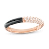 Thumbnail Image 0 of 1/4 CT. T.W. Diamond Black Enamel Band in Sterling Silver with 14K Rose Gold Plate