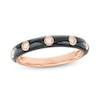 Thumbnail Image 1 of 1/10 CT. T.W. Diamond Station Black Enamel Band in Sterling Silver with 14K Rose Gold Plate
