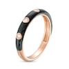 Thumbnail Image 3 of 1/10 CT. T.W. Diamond Station Black Enamel Band in Sterling Silver with 14K Rose Gold Plate