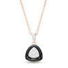 Thumbnail Image 1 of 1/5 CT. T.W. Triangular Multi-Diamond Black Enamel Frame Pendant in Sterling Silver with 14K Rose Gold Plate