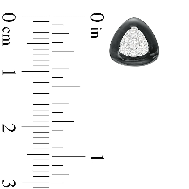 1/4 CT. T.W. Triangular Multi-Diamond Black Enamel Frame Stud Earrings in Sterling Silver with 14K Rose Gold Plate