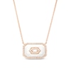 Thumbnail Image 1 of 1/5 CT. T.W. Baguette Diamond Octagonal Frame White Enamel Necklace in Sterling Silver with 14K Rose Gold Plate