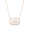 Thumbnail Image 1 of 1/5 CT. T.W. Baguette Diamond Octagonal Frame White Enamel Necklace in Sterling Silver with 14K Rose Gold Plate