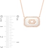 Thumbnail Image 2 of 1/5 CT. T.W. Baguette Diamond Octagonal Frame White Enamel Necklace in Sterling Silver with 14K Rose Gold Plate