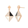 1/3 CT. T.W. Diamond Kite-Shaped Black and White Enamel Drop Earrings in Sterling Silver with 14K Rose Gold Plate