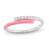Thumbnail Image 1 of 1/6 CT. T.W. Diamond Pink Enamel Bypass Split Shank Ring in Sterling Silver