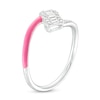 Thumbnail Image 3 of 1/5 CT. T.W. Cushion-Shaped Multi-Diamond Pink Enamel Open Split Shank Ring in Sterling Silver