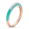 Thumbnail Image 3 of 1/10 CT. T.W. Diamond Channel-Set Aqua Blue Enamel Band in Sterling Silver with 14K Rose Gold Plate