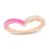 Thumbnail Image 1 of 1/10 CT. T.W. Diamond Pink Enamel Chevron Ring in Sterling Silver with 14K Rose Gold Plate