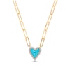 Thumbnail Image 0 of 1/4 CT. T.W. Diamond Frame Blue Enamel Heart Necklace in Sterling Silver with 14K Gold Plate