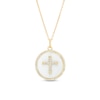 Thumbnail Image 0 of 1/3 CT. T.W. Diamond Frame White Enamel Cross Circle Pendant in Sterling Silver with 14K Gold Plate