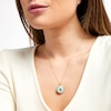 Thumbnail Image 2 of 1/4 CT. T.W. Diamond Frame Aqua Blue Enamel Hamsa Circle Pendant in Sterling Silver with 14K Gold Plate