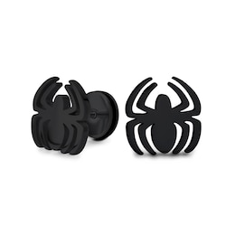 Spider Faux Ear Plug Stud Earrings in Black Stainless Steel