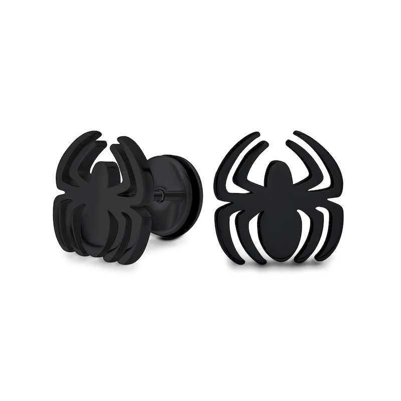 Main Image 1 of Men's Spider Faux Ear Plug Stud Earrings in Black Stainless Steel