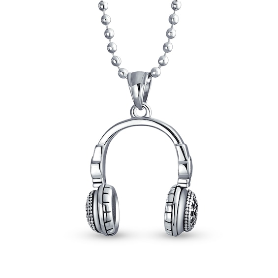 Men's Headphones Pendant in Stainless Steel - 20"