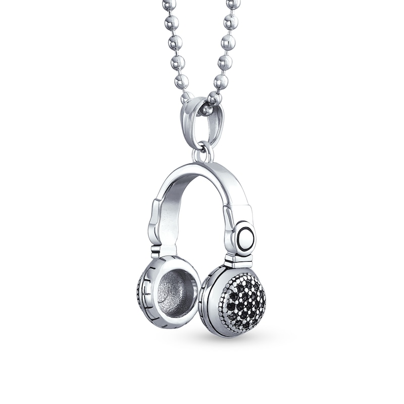 Main Image 2 of Men's Headphones Pendant in Stainless Steel - 20"