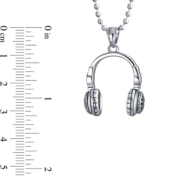 Men's Headphones Pendant in Stainless Steel - 20"