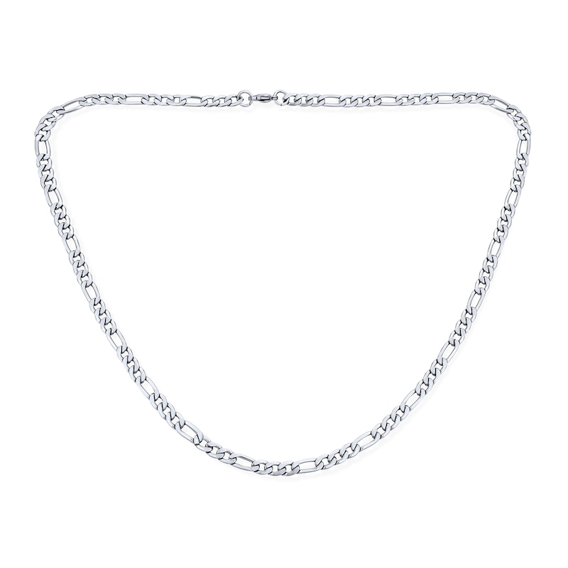 Men's 5.0mm Oxidized Figaro Chain Necklace and Bracelet Set in Solid Stainless Steel  - 22"