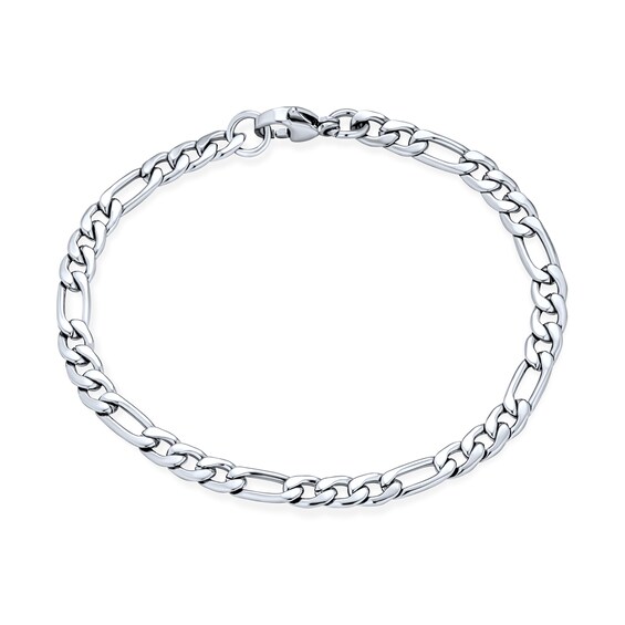 5.0mm Oxidized Figaro Chain Necklace and Bracelet Set in Solid Stainless Steel - 22"