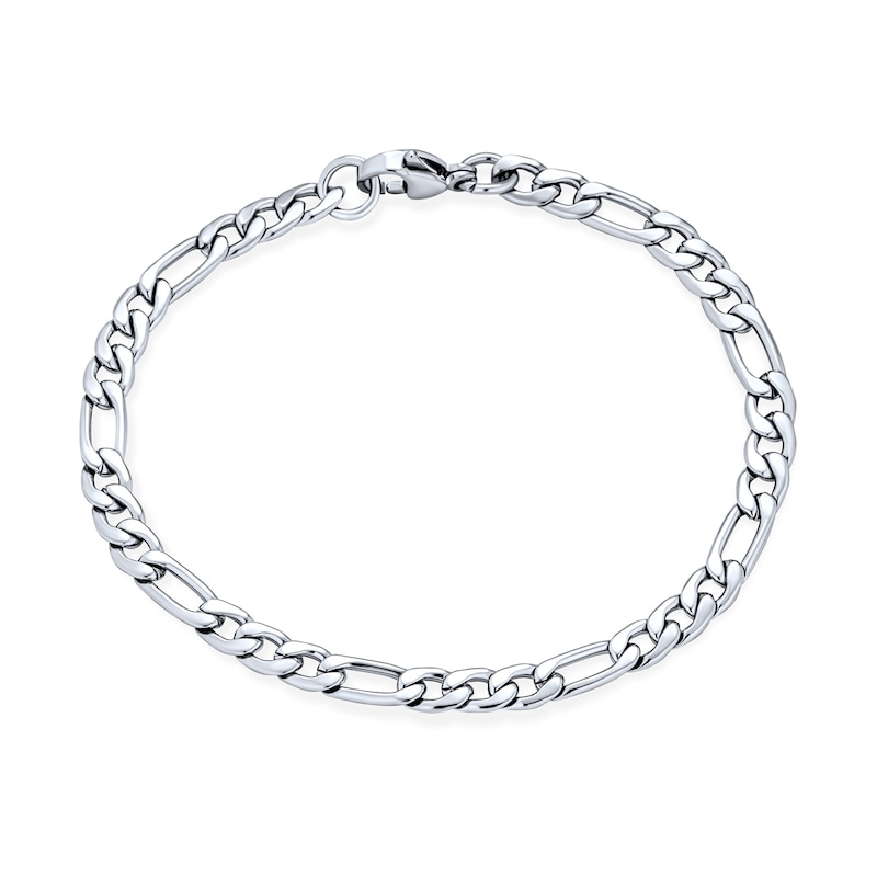Men's 5.0mm Oxidized Figaro Chain Necklace and Bracelet Set in Solid Stainless Steel  - 22"