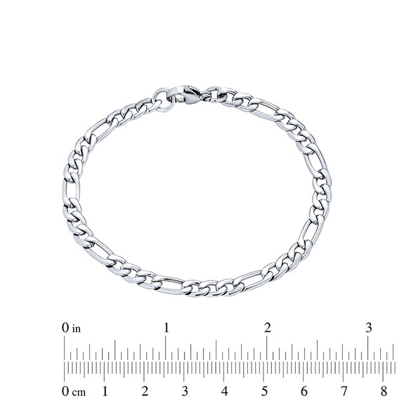 5.0mm Oxidized Figaro Chain Necklace and Bracelet Set in Solid Stainless Steel - 22"