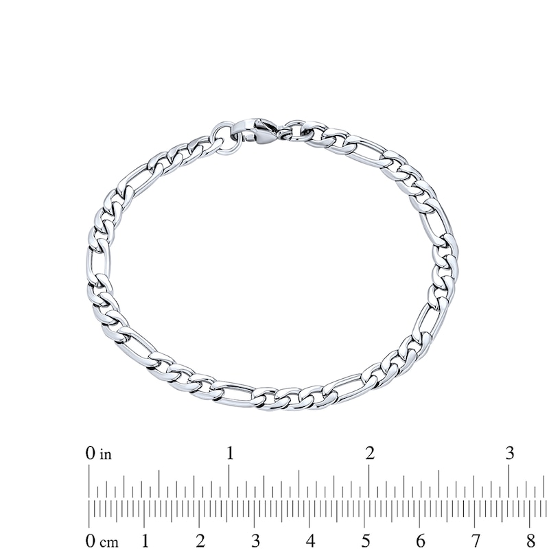 Men's 5.0mm Oxidized Figaro Chain Necklace and Bracelet Set in Solid Stainless Steel  - 22"