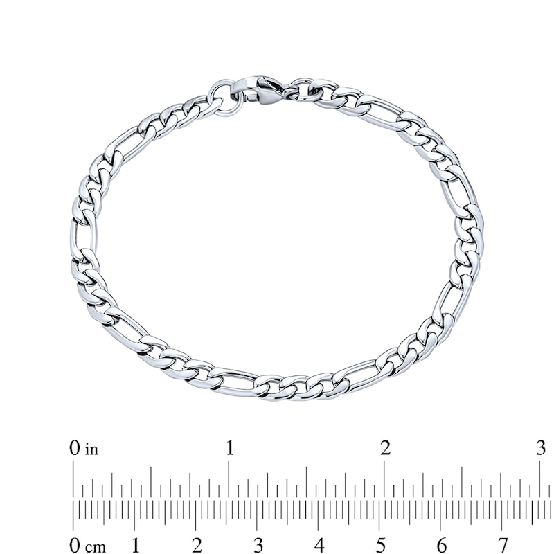 Men's 5.0mm Oxidized Figaro Chain Necklace and Bracelet Set in Solid Stainless Steel  - 22"