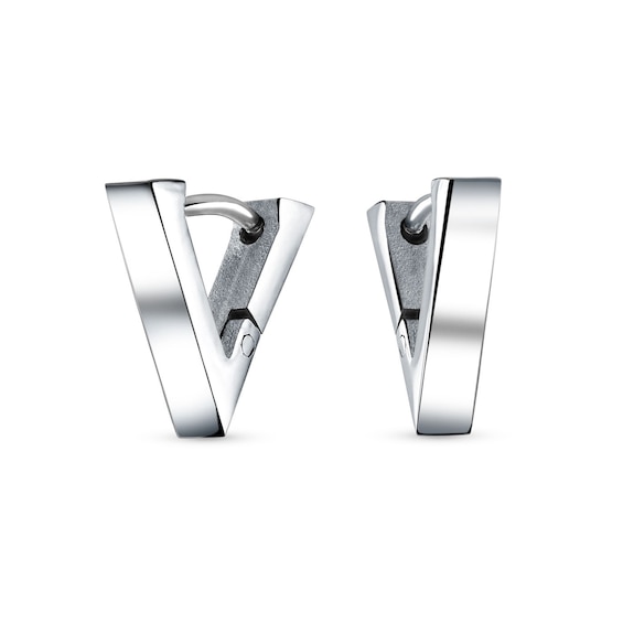Triangular "V" Huggie Hoop Earrings in Stainless Steel