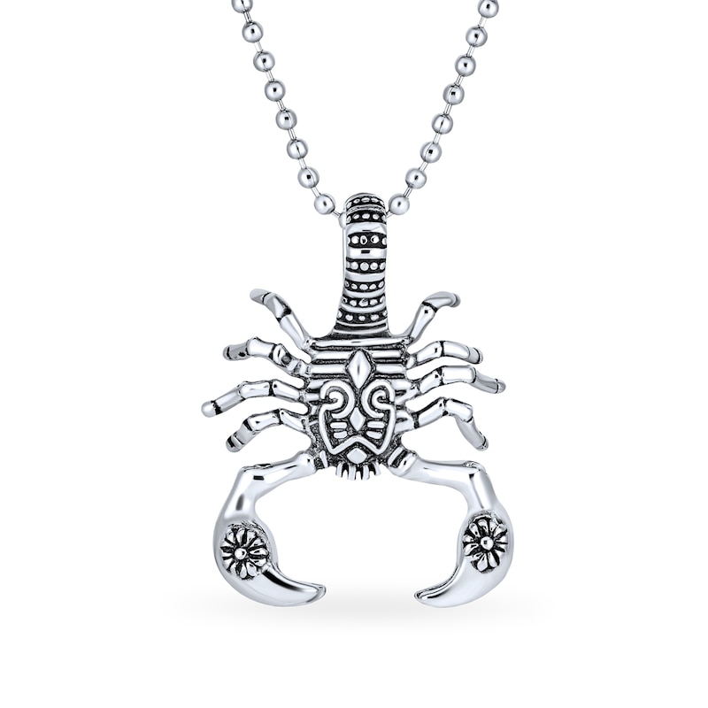 Main Image 1 of Men's Oxidized Tribal-Style Scorpio Zodiac Pendant in Stainless Steel - 20"