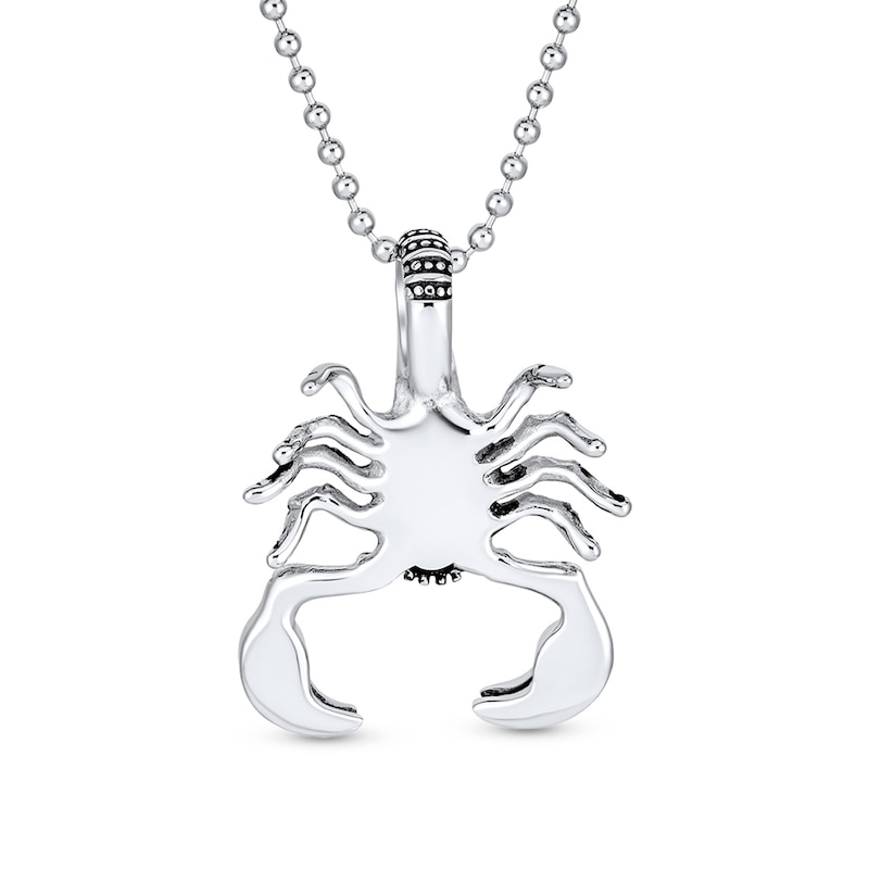 Main Image 2 of Men's Oxidized Tribal-Style Scorpio Zodiac Pendant in Stainless Steel - 20"