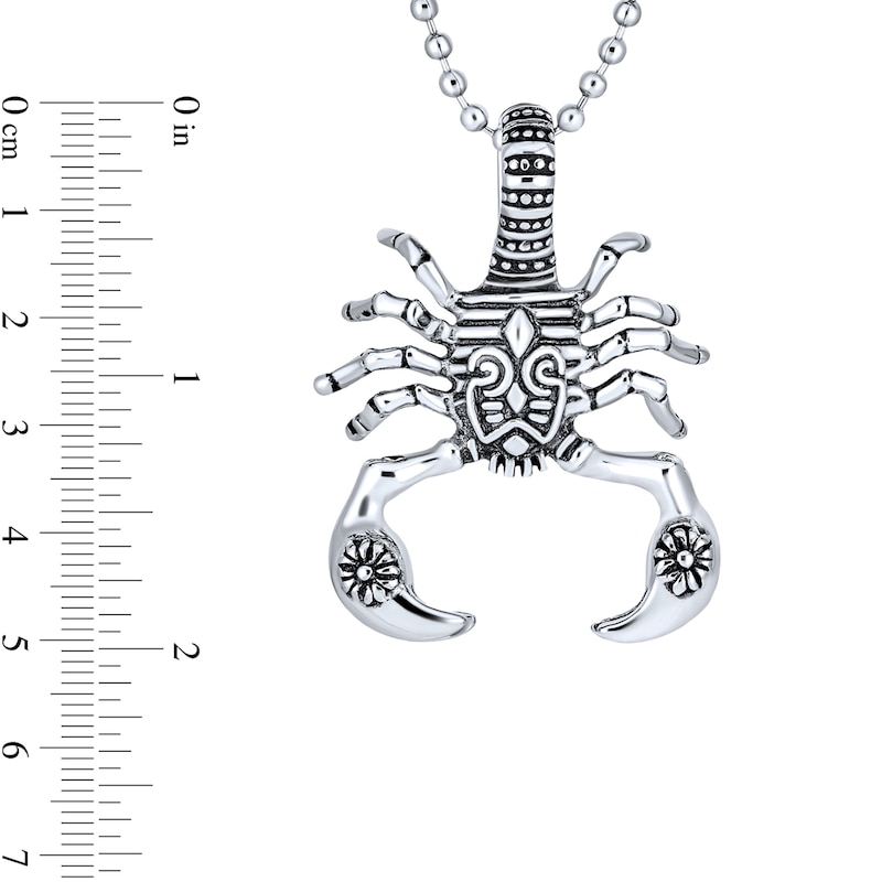 Main Image 3 of Men's Oxidized Tribal-Style Scorpio Zodiac Pendant in Stainless Steel - 20"