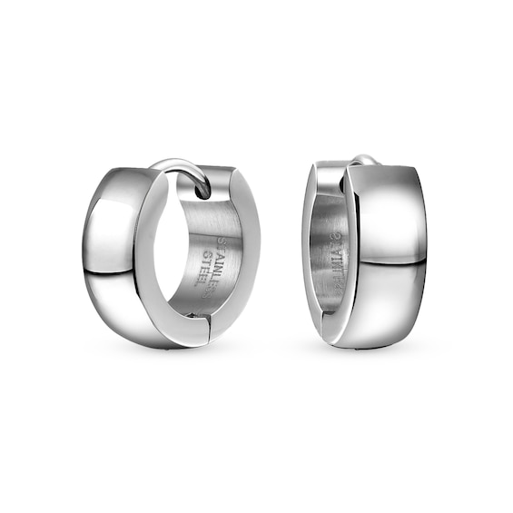 Bold Dome Huggie Hoop Earrings in Stainless Steel