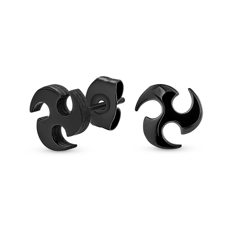 Main Image 1 of Ninja Star Stud Earrings in Stainless Steel with Black IP