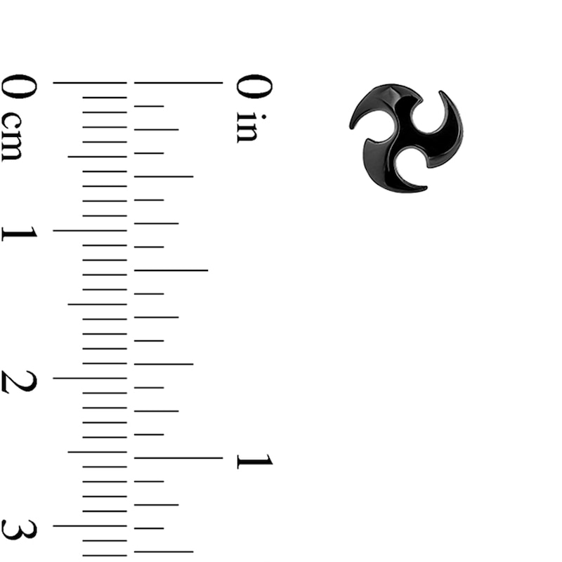 Main Image 2 of Ninja Star Stud Earrings in Stainless Steel with Black IP