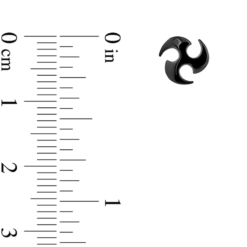 Main Image 3 of Ninja Star Stud Earrings in Stainless Steel with Black IP