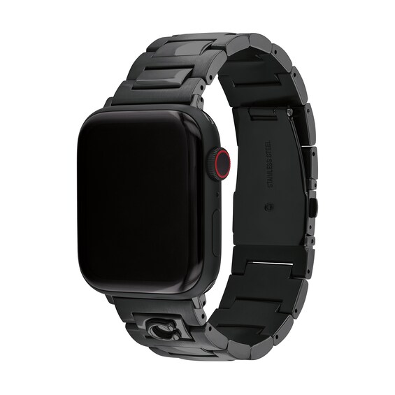 Men's Coach Apple Straps Black IP Interchangeable Replacement Band Smart Watch Attachment (Model: 14700150)
