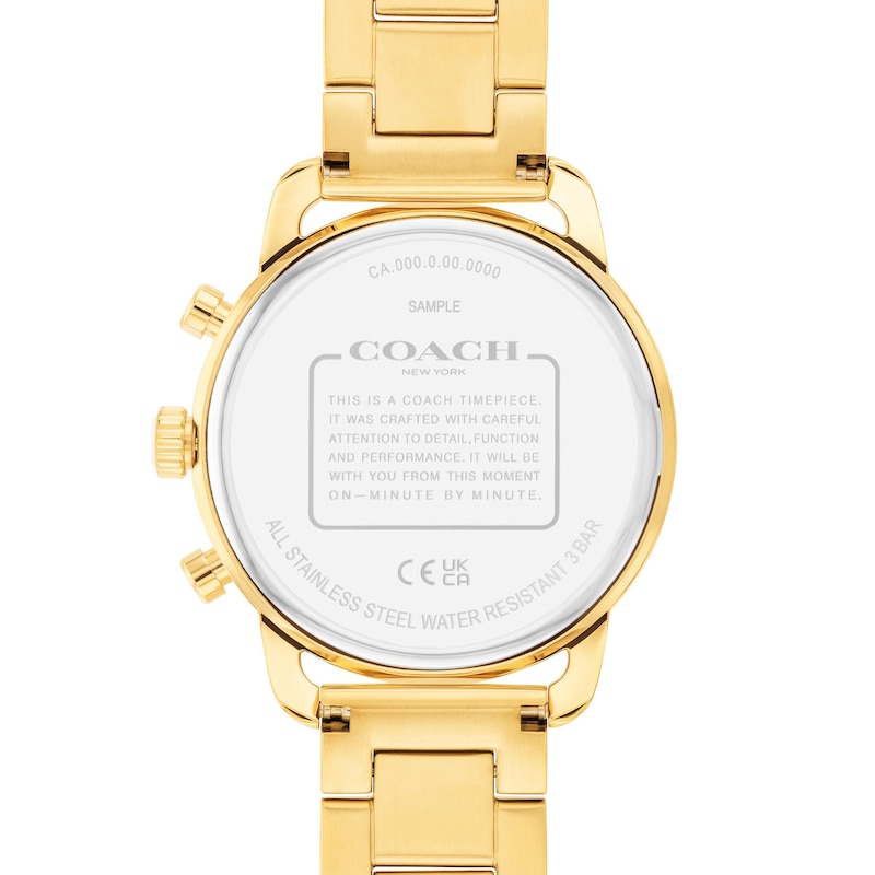 Main Image 3 of Ladies' Coach Cruiser Gold-Tone and White Ceramic Bezel Chronograph Watch with White Dial (Model: 14504051)