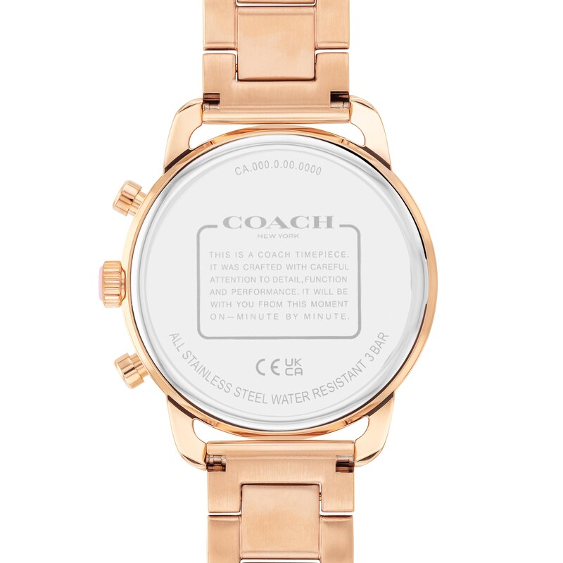 Ladies' Coach Cruiser Rose-Tone and Pink Ceramic Bezel Chronograph Watch  with Rose-Tone Dial (Model: 14504052) | Zales
