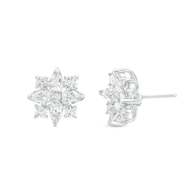 2 CT. T.W. Certified Lab-Created Diamond Snowflake Stud Earrings in 14K White Gold (F/SI2)